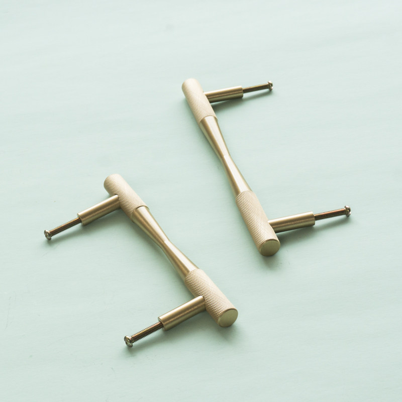 Furniture Hardware Gold - Nordic Light Luxury Brass Knurled Knobs
