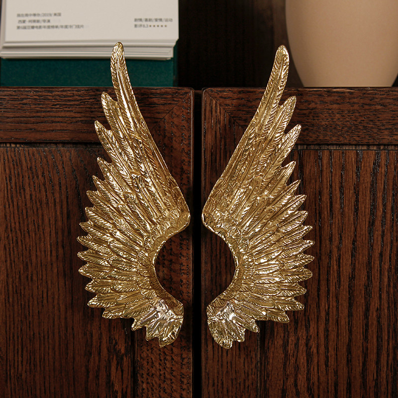 Unique Furniture Hardware Pulls - Nordic Creative Wing Pull Brass Door