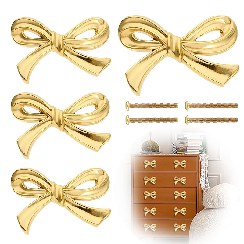 Furniture Hardware Gold - 2/4/8Pcs Bow Shape Drawer Knob Gold