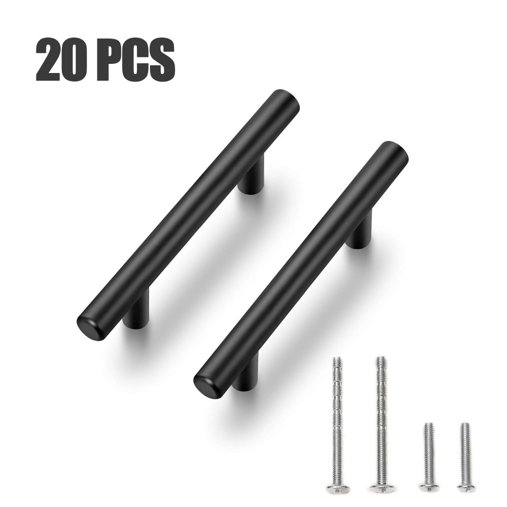 Furniture Hardware Knobs - 20 PCS Cabinet Pulls Matte Black