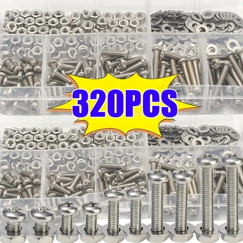 320PCS Hex Nuts & Bolts Set M2 - Furniture Hardware Nut 评论和价格