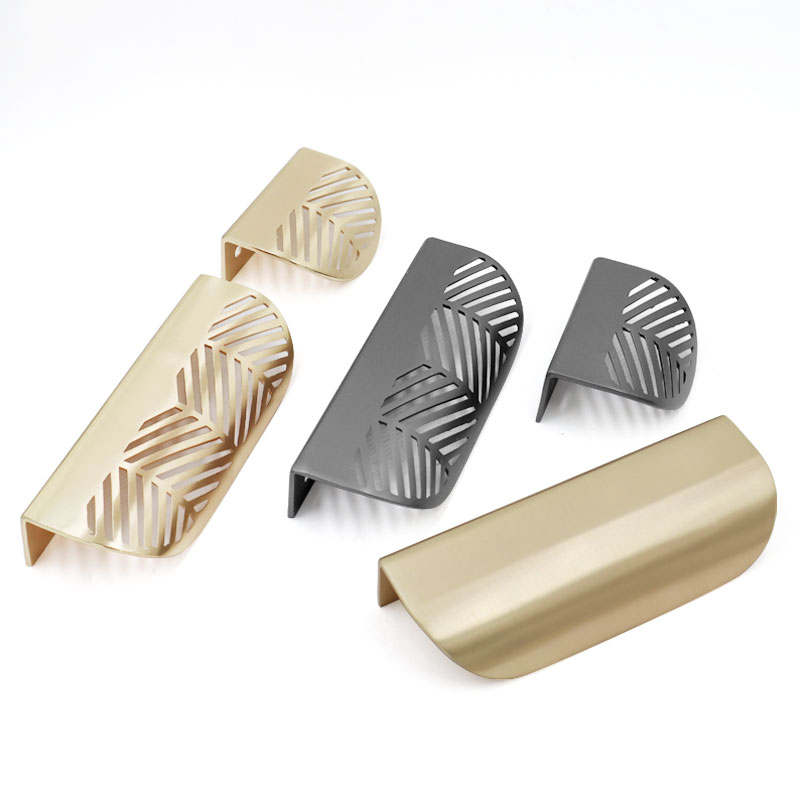 Leaf shaped Handle Gold Brushe - Furniture Hardware Gold 评论和价格