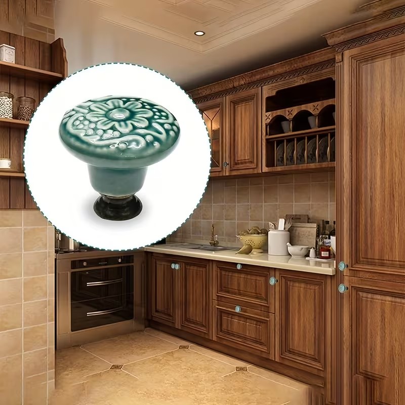 12pcs Ceramic Cabinet Knobs, F - Furniture Hardware Nut 评论和价格