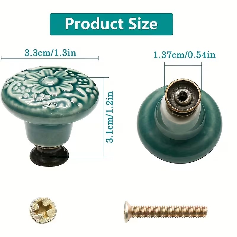 12pcs Ceramic Cabinet Knobs, F - Furniture Hardware Nut 评论和价格