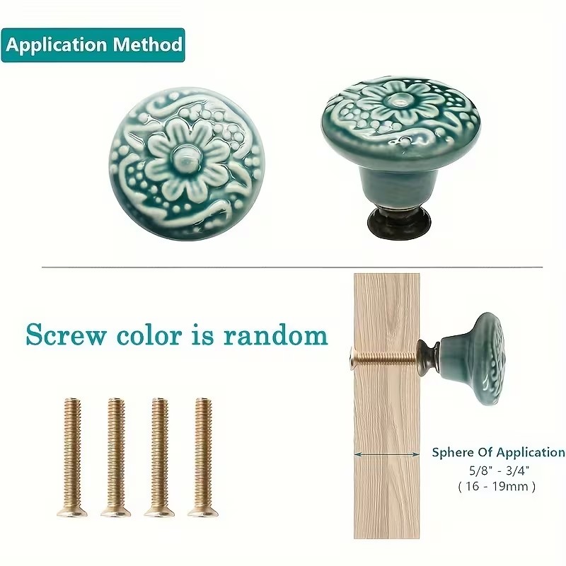 12pcs Ceramic Cabinet Knobs, F - Furniture Hardware Nut 评论和价格