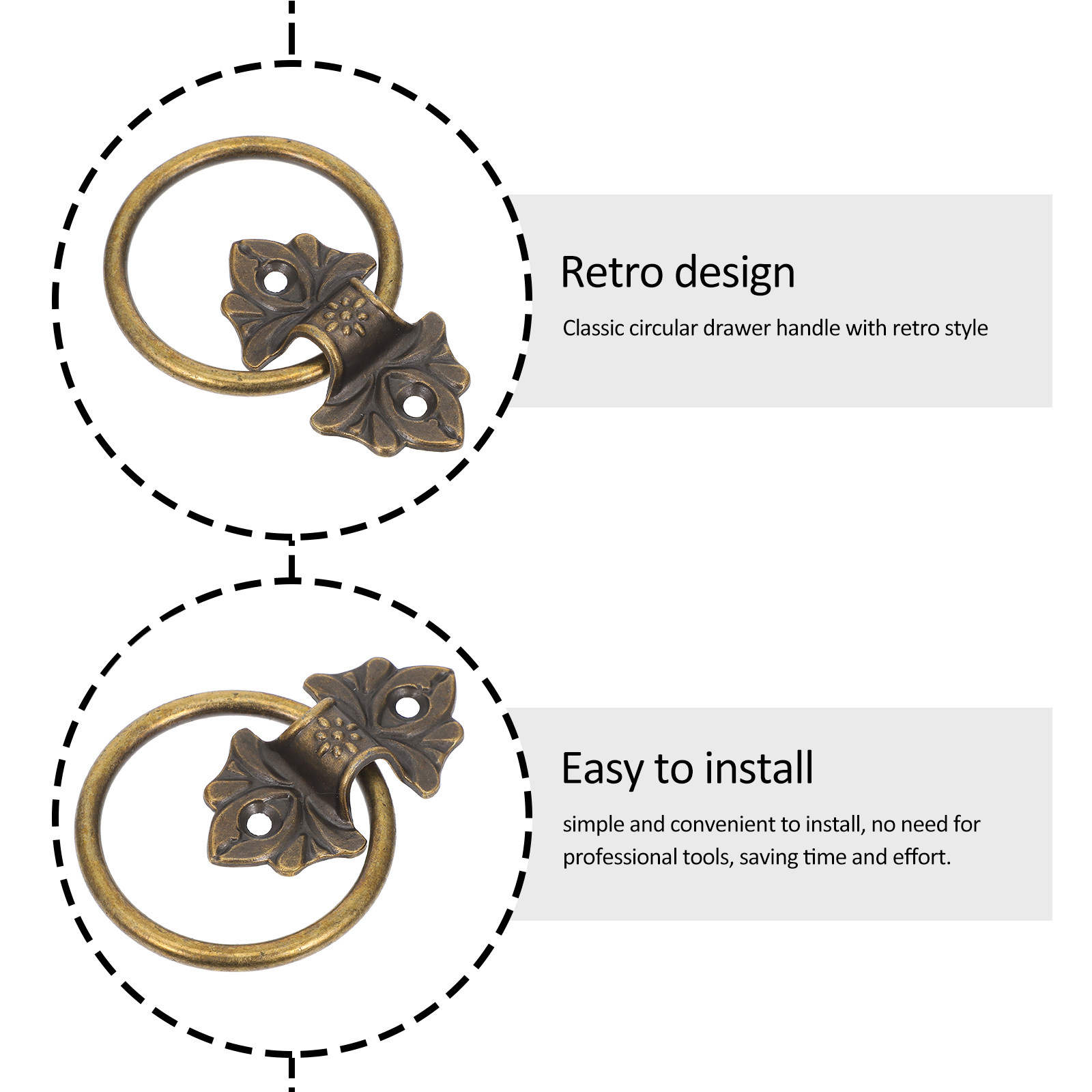 2Pcs Vintage Circle Ring Drawe - Vintage Furniture Hardware Replacement 评论和价格