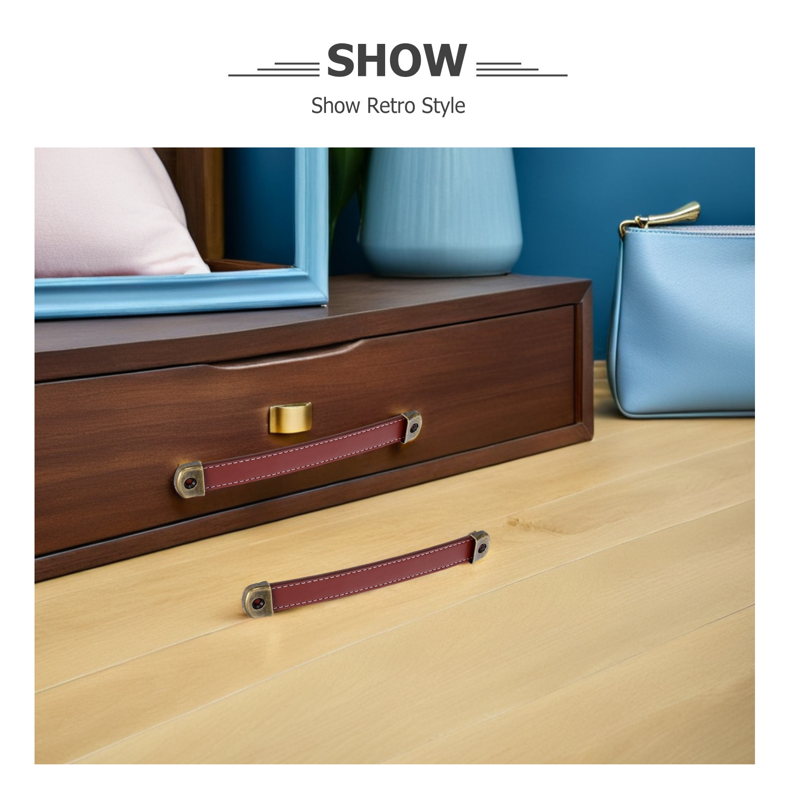 2Pcs Vintage PU Cabinet Handle - Vintage Furniture Hardware Replacement 评论和价格