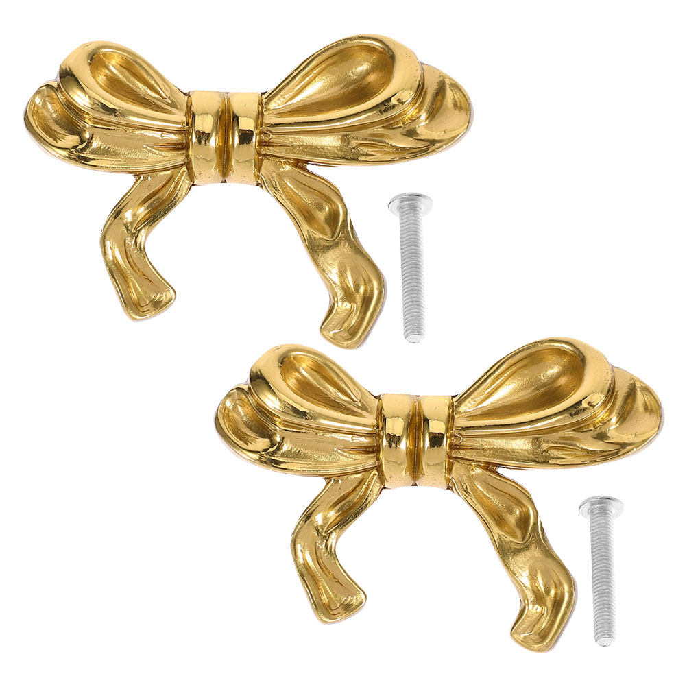 2Pcs Brass Bowknot Cabinet Han - Vintage Furniture Hardware Replacement 评论和价格