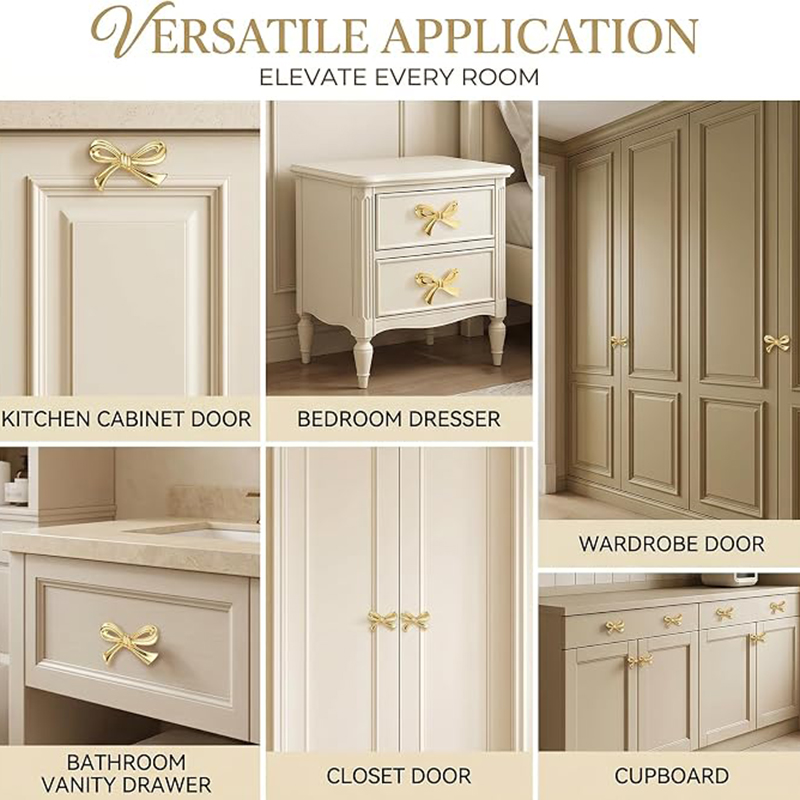 2/4/8Pcs Bow Shape Drawer Knob - Furniture Hardware Gold 评论和价格