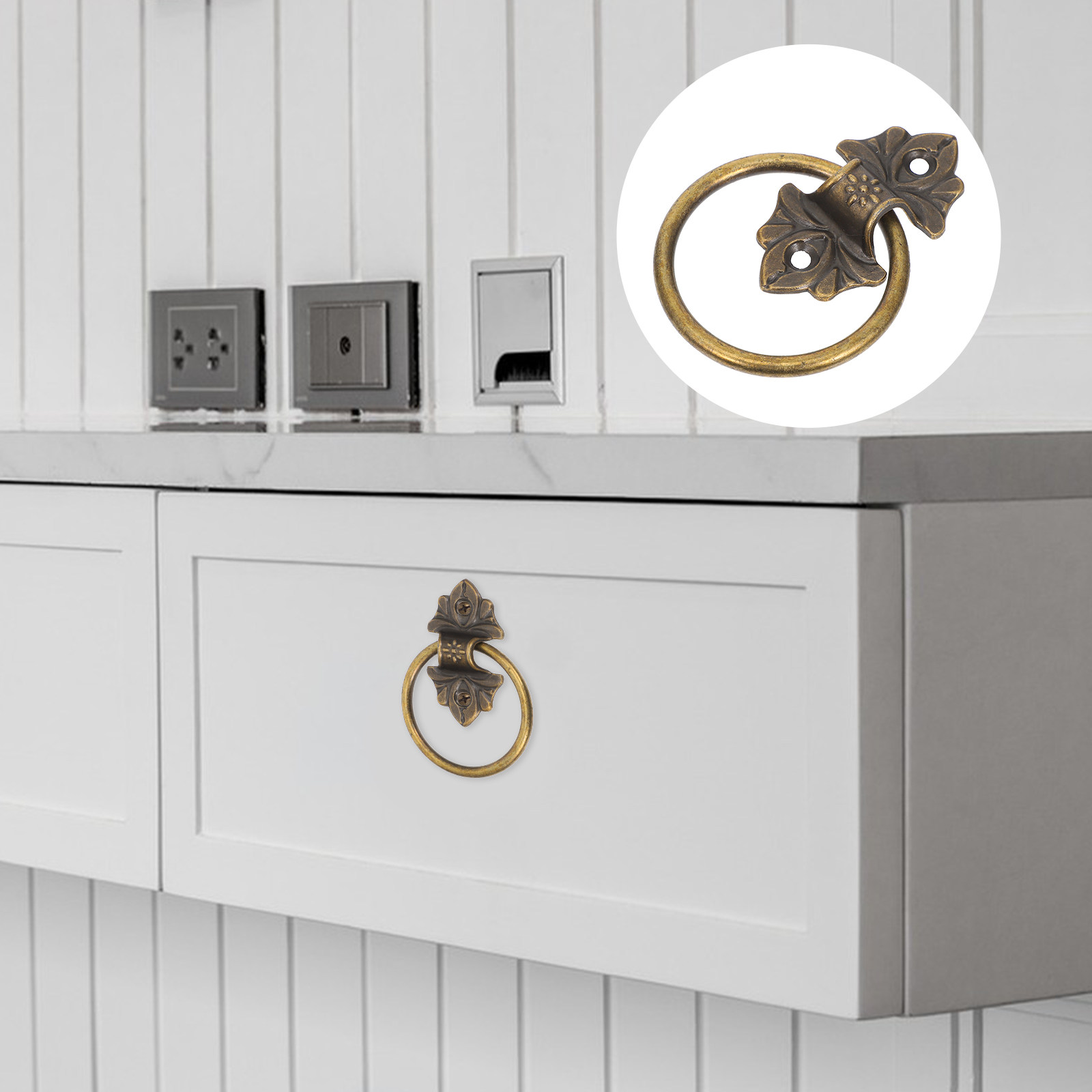 2Pcs Retro Drop Ring Cabinet P - Furniture Hardware Drop Pulls 评论和价格