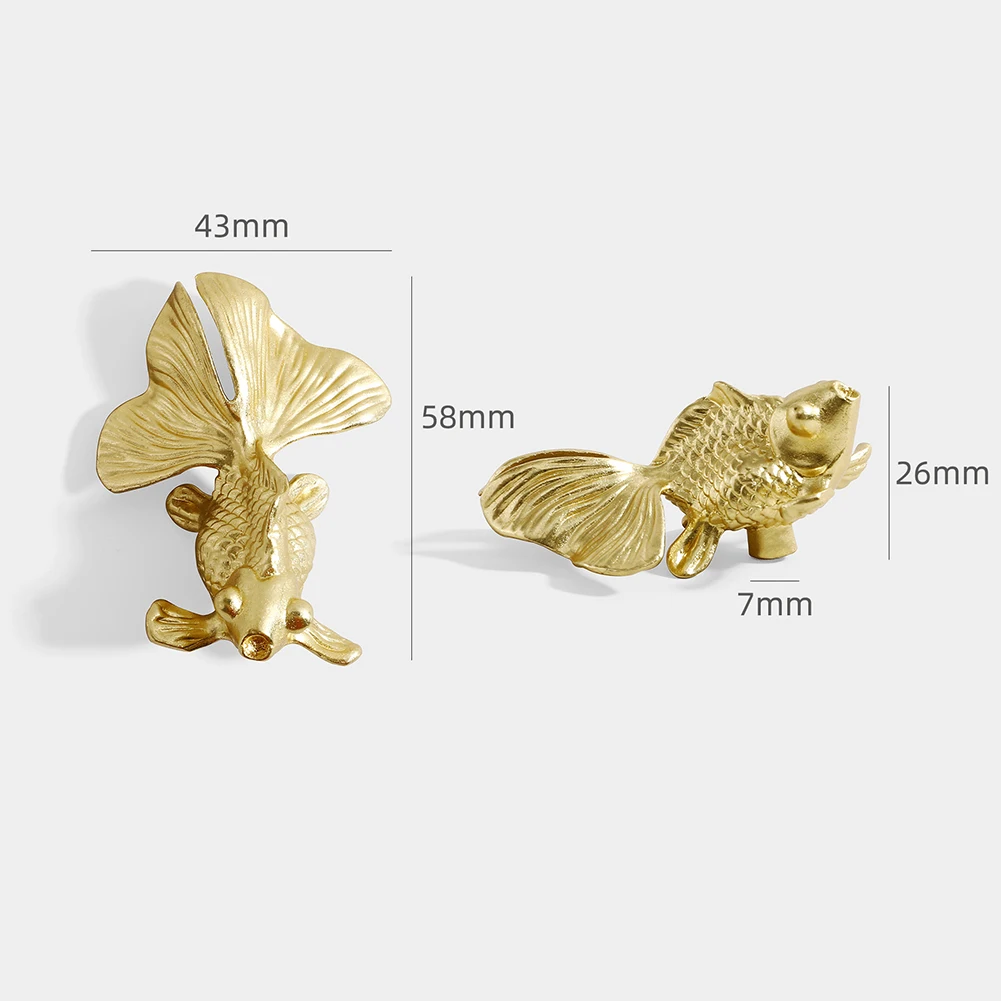 1pc Goldfish Knob Solid Brass  - Unique Furniture Hardware Pulls 评论和价格
