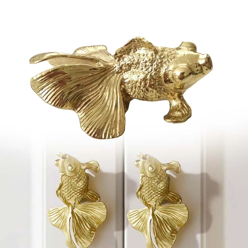 1pc Goldfish Knob Solid Brass  - Unique Furniture Hardware Pulls 评论和价格