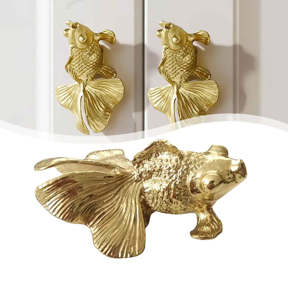 1pc Goldfish Knob Solid Brass  - Unique Furniture Hardware Pulls 评论和价格