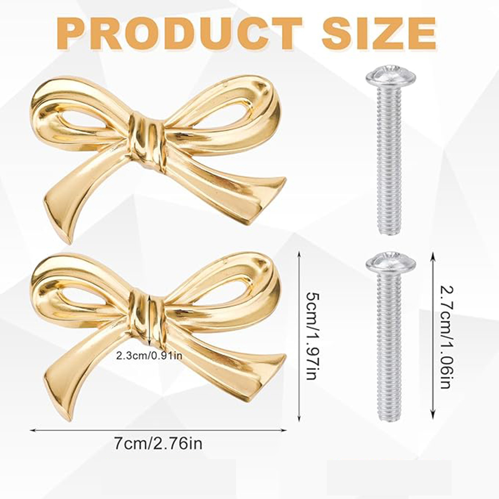 1/2/4Pcs Bow Shape Drawer Knob - Furniture Hardware Gold 评论和价格
